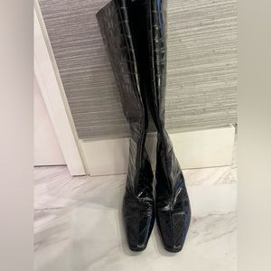 Toteme Wide Shaft Croc-embossed leather boots - size 41